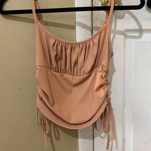 Tan Tie-Up-Side Bust Tank Top